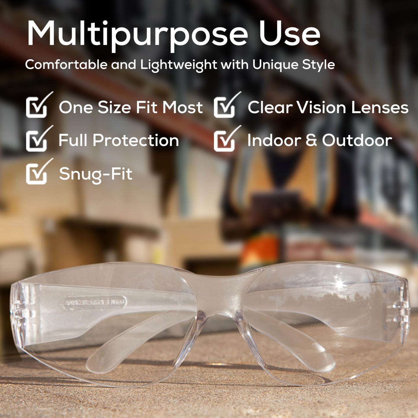 BISON LIFE Clear Safety Glasses – 12 Pack Box