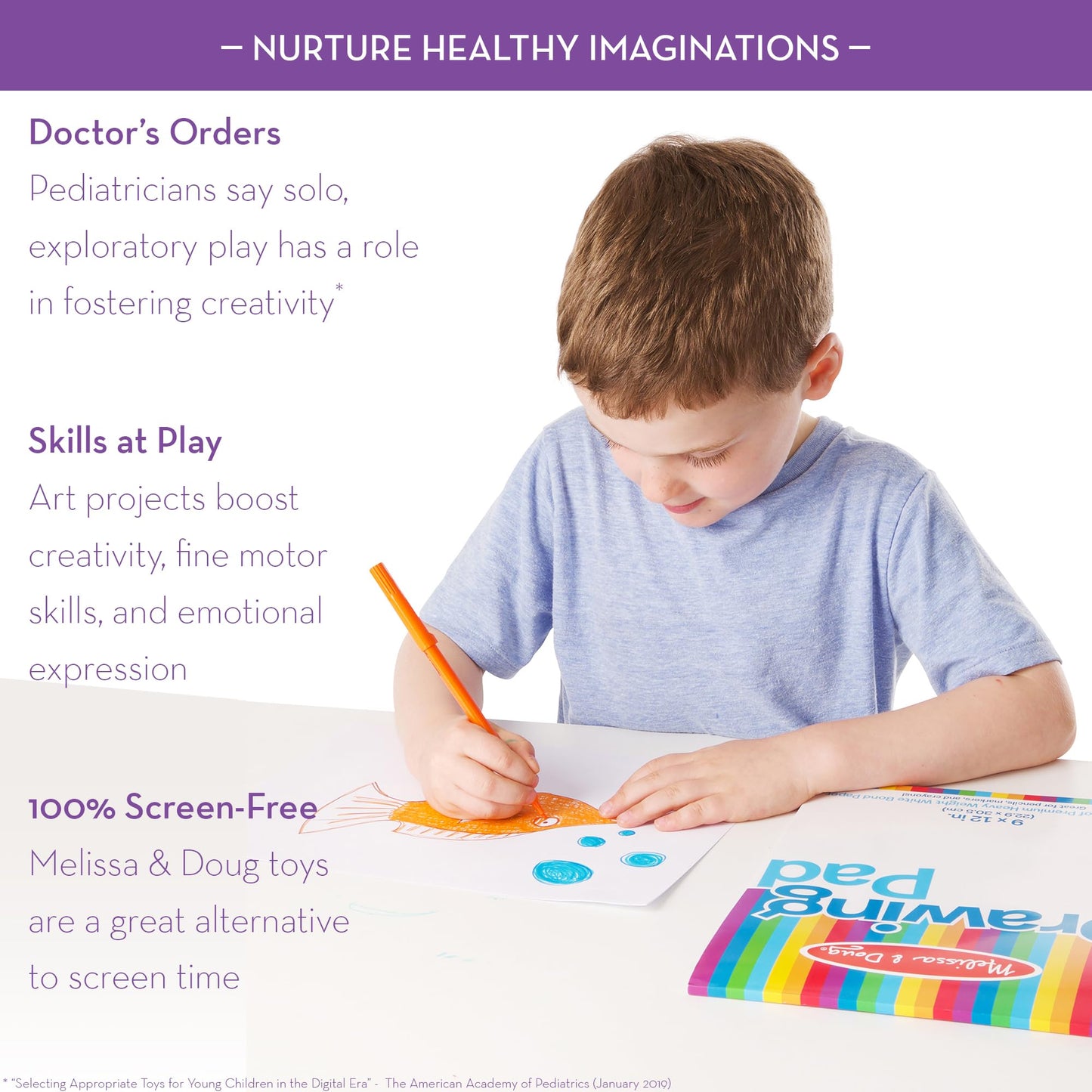 Melissa & Doug Drawing Paper Pad, 3-Pack (9x12") – 50 Sheets Each