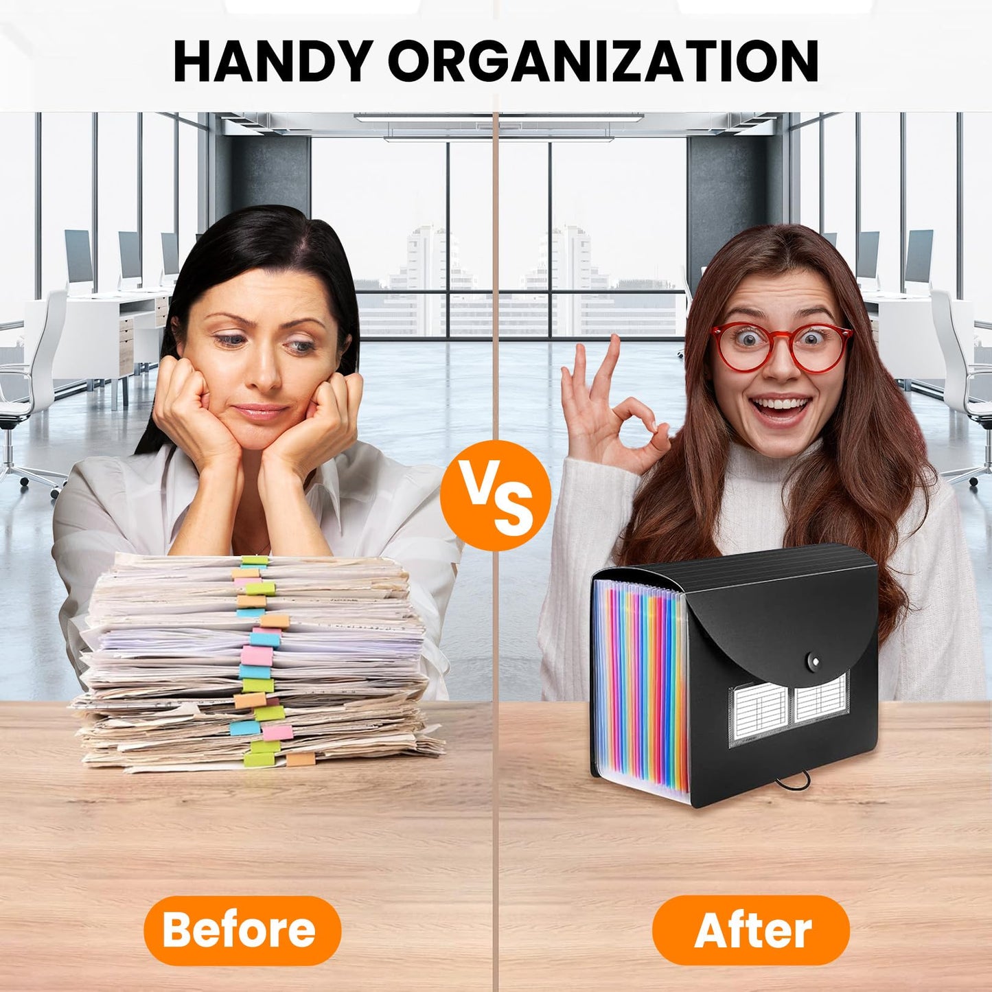 Sooez 24 Pocket Expanding File Folder Organizer – Black