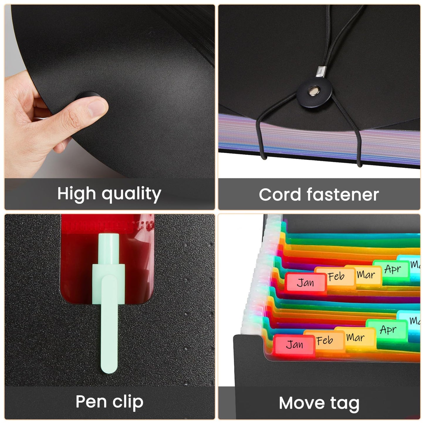 Sooez 24 Pocket Expanding File Folder Organizer – Black