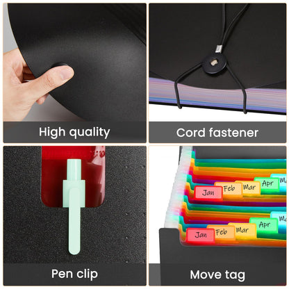 Sooez 24 Pocket Expanding File Folder Organizer – Black