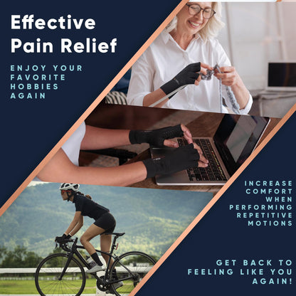 Copper Compression Fingerless Arthritis Gloves for Men & Women – Medium