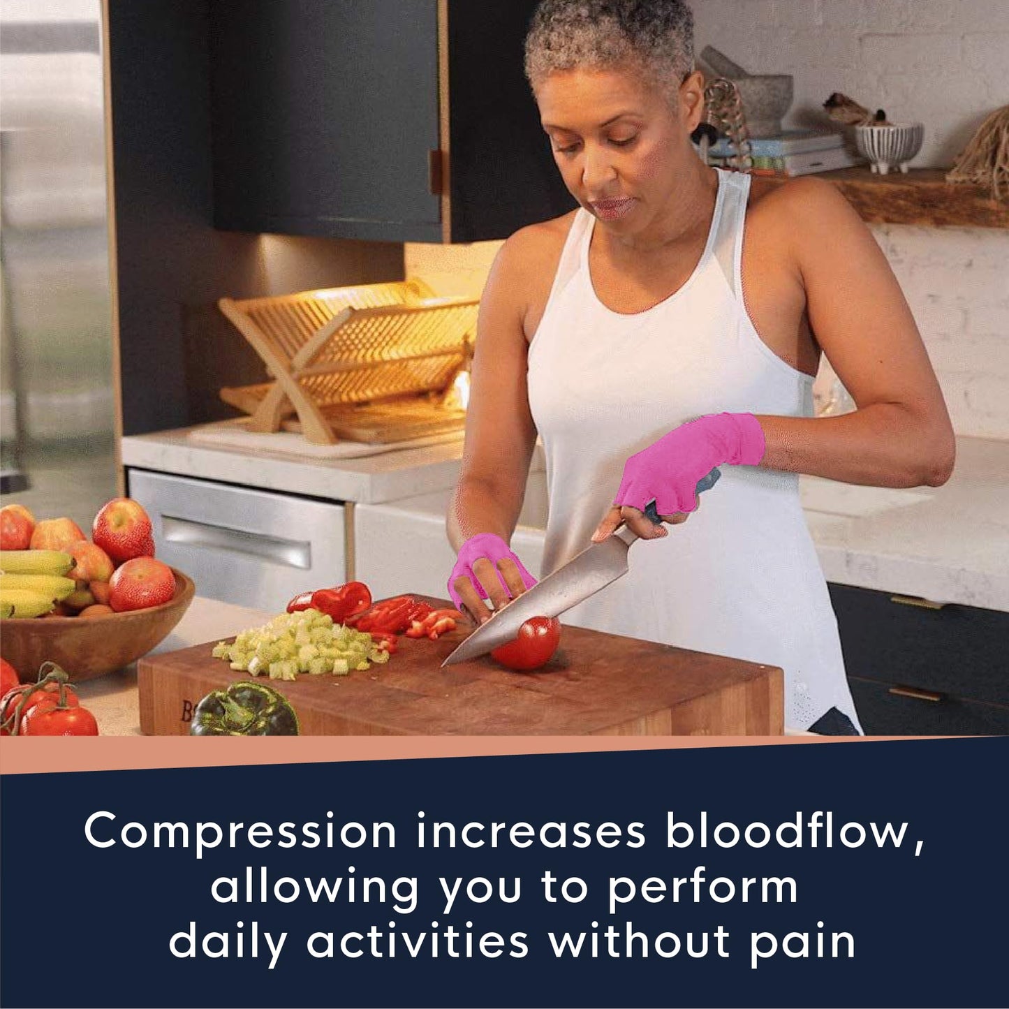 Copper Compression Fingerless Arthritis Gloves for Men & Women – Medium