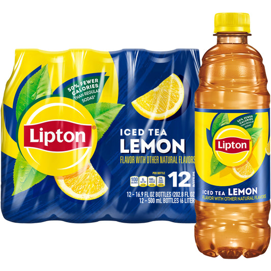 Lipton Lemon Iced Tea 16.9oz Bottles – 12 Pack