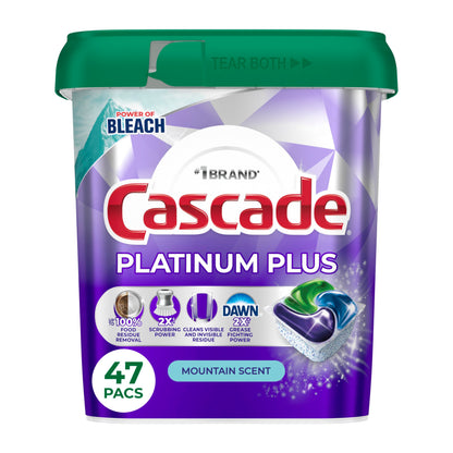 Cascade Platinum Plus Dishwasher Pods, 47 Count