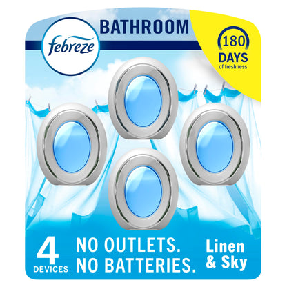 Bathroom Air Freshener, 4 Pack – Odor Fighter, Linen & Sky Scent