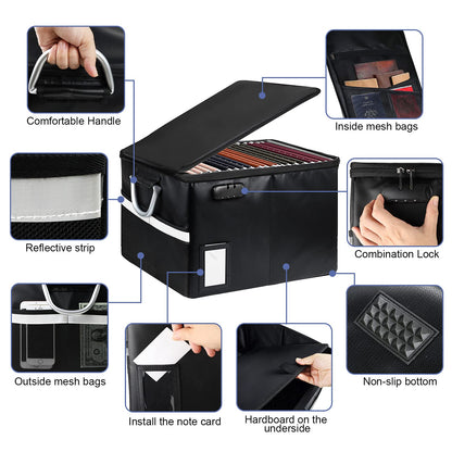 Fireproof Document Storage Box with Lock, Portable Safe Organizer
