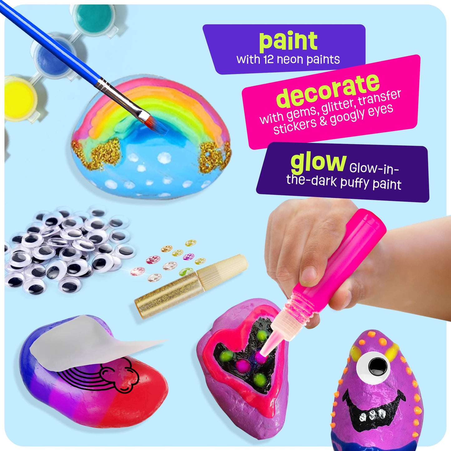 Dan&Darci Glow in the Dark Rock Painting Kit for Kids