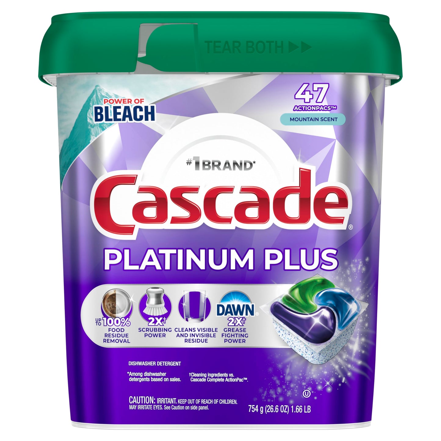 Cascade Platinum Plus Dishwasher Pods, 47 Count