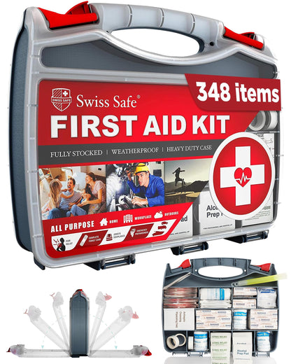 Swiss Safe 2-in-1 First Aid Kit with Bonus Mini Kit – 348 Pcs