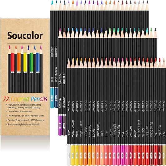 Soucolor 72-Color Colored Pencils Set for Adults & Kids