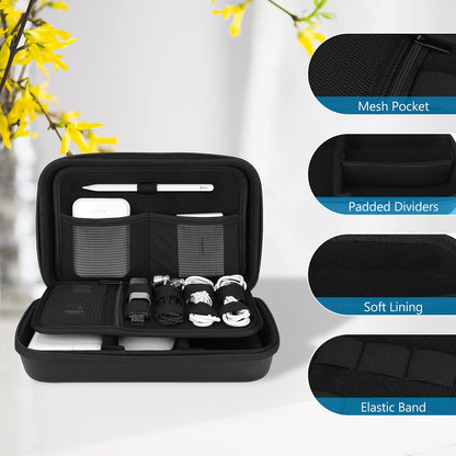 ProCase Hard Travel Electronic Organizer Bag – Large, Black