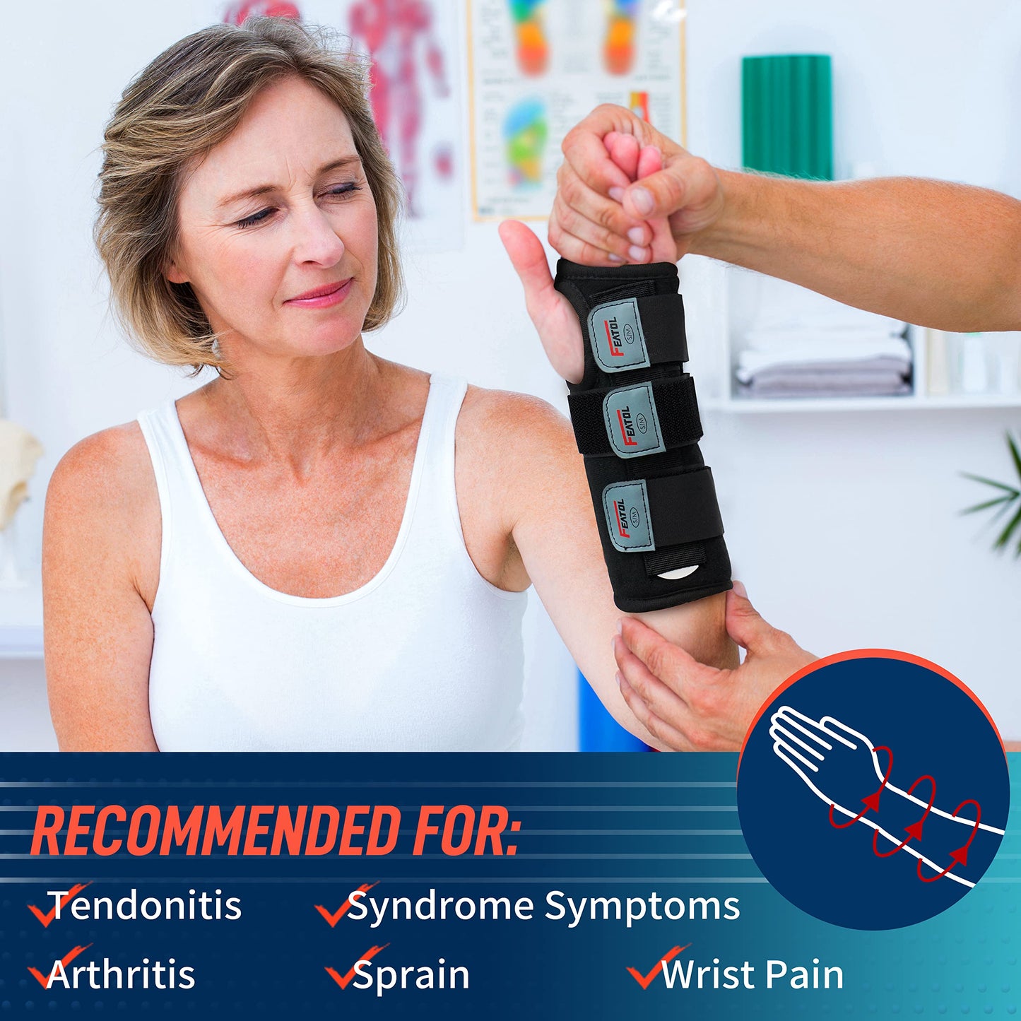 FEATOL Wrist Brace for Carpal Tunnel Pain Relief – Right Hand