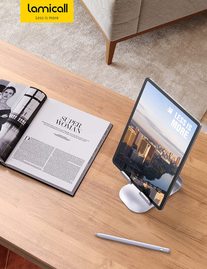 Lamicall Adjustable Tablet Stand Holder for iPad & Tablets – Silver