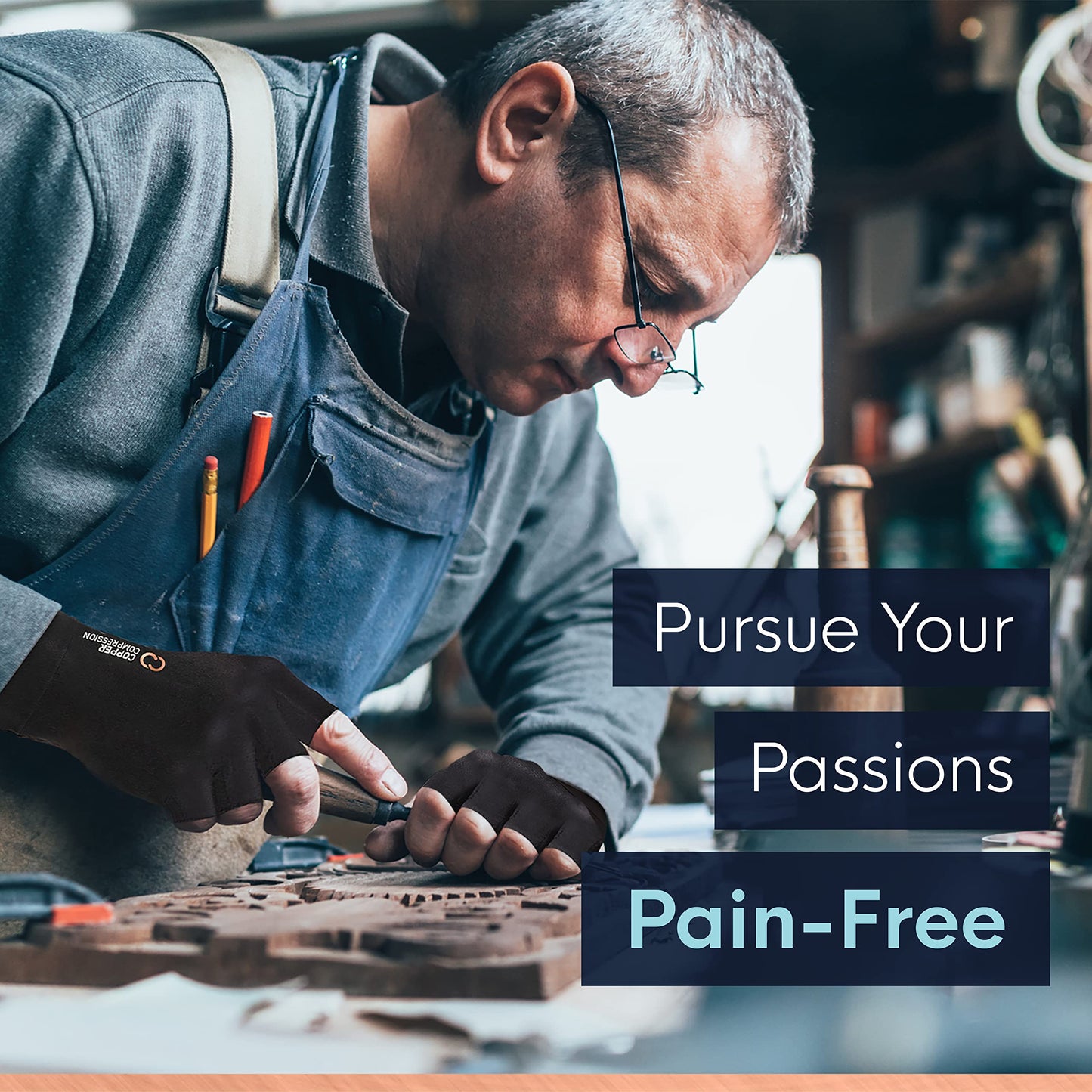 Copper Compression Fingerless Arthritis Gloves for Men & Women – Medium