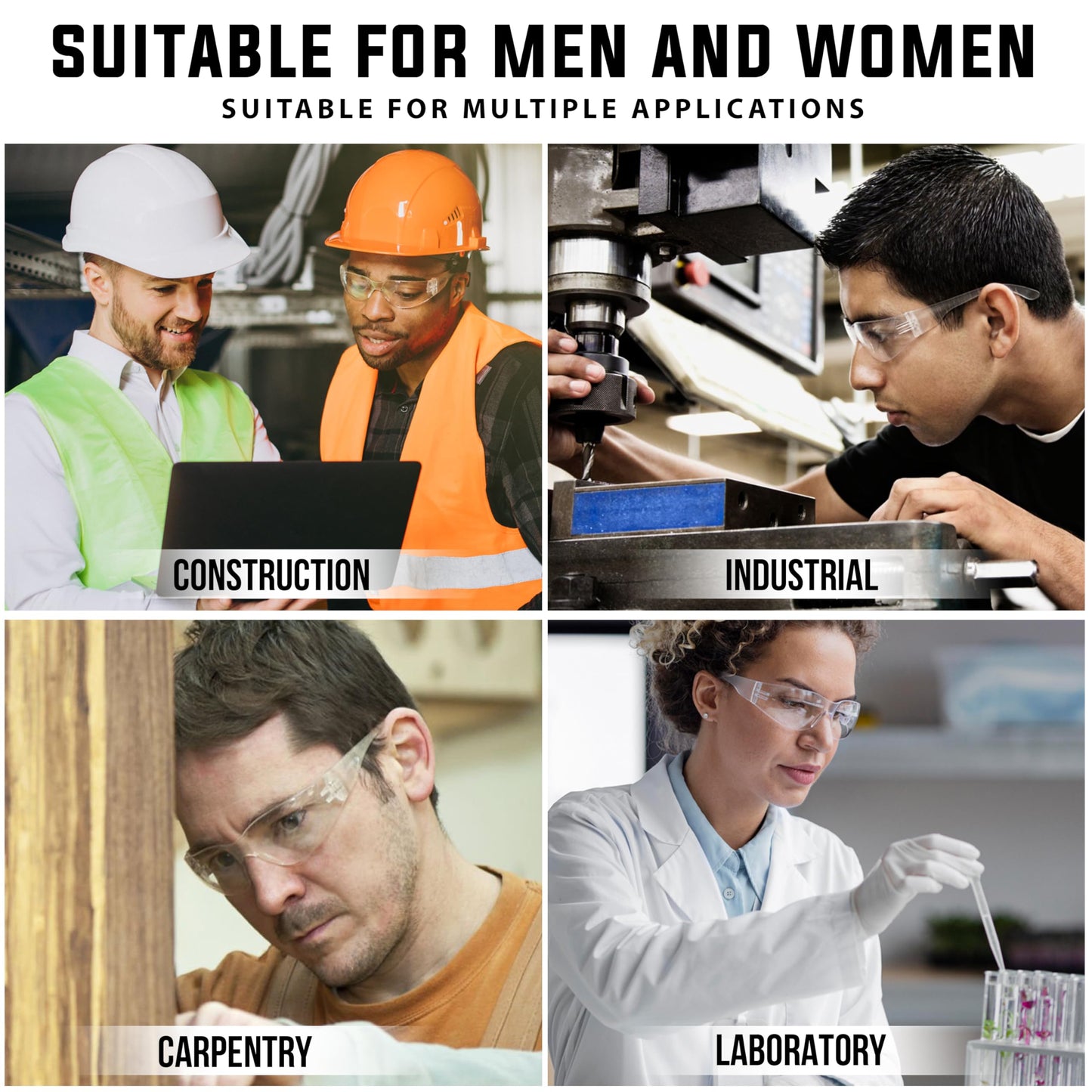 BISON LIFE Clear Safety Glasses – 12 Pack Box