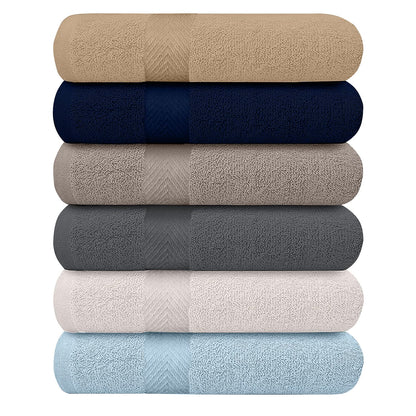 Cotton Bath Towels, 6 Pack – Lightweight & Absorbent, 27x54 Inches
