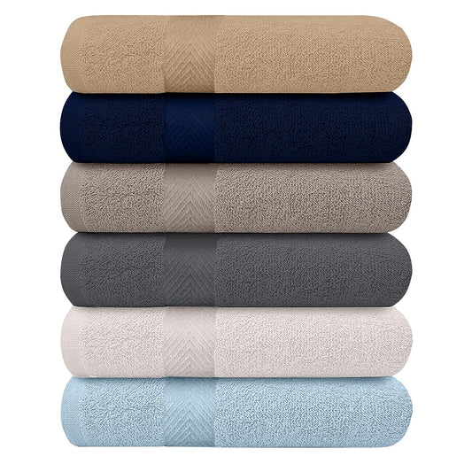 Cotton Bath Towels, 6 Pack – Lightweight & Absorbent, 27x54 Inches