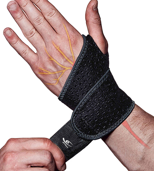 HiRui 2-Pack Adjustable Wrist Compression Brace for Pain Relief – Black