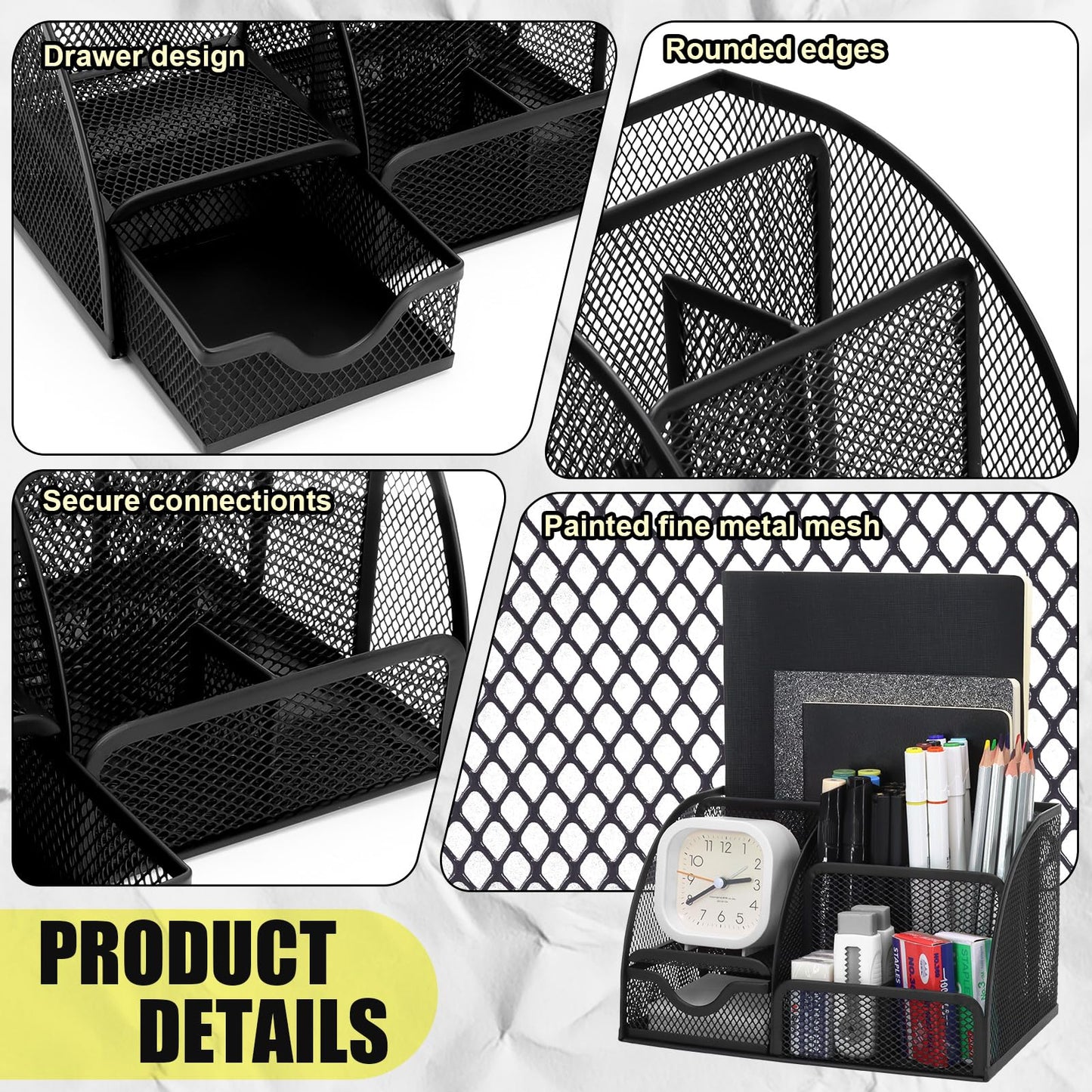 SYMDROMIA 13-in-1 Black Desk Organizer Set