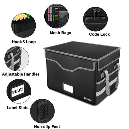DocSafe Fireproof File Storage Box with Lock & Handle – Black