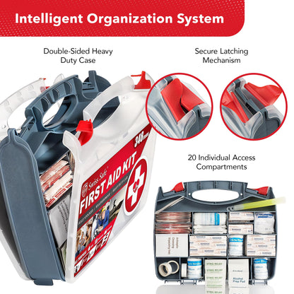 Swiss Safe 2-in-1 First Aid Kit with Bonus Mini Kit – 348 Pcs