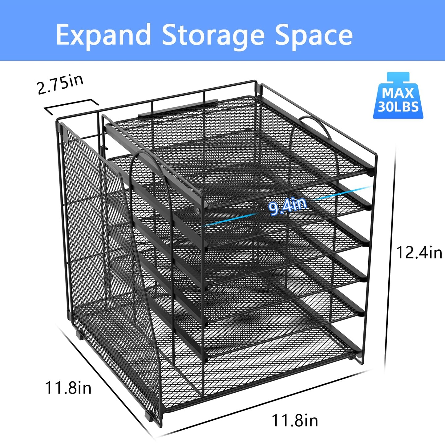 Gianotter 6-Tier Desk Paper Organizer with File Holder – Black