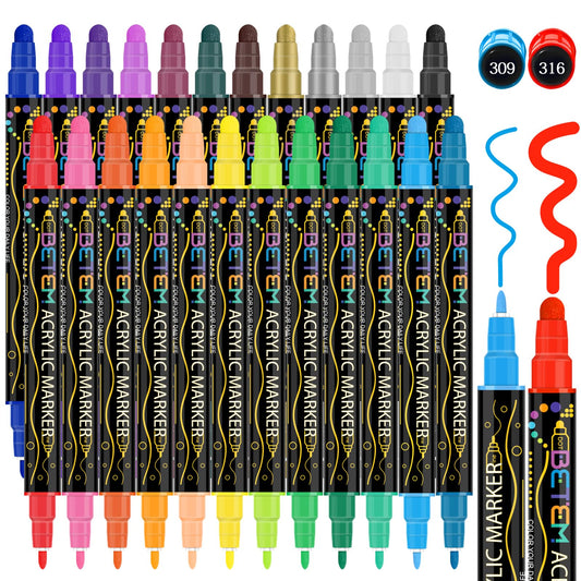 Betem 24 Acrylic Paint Pens for Crafts & Halloween