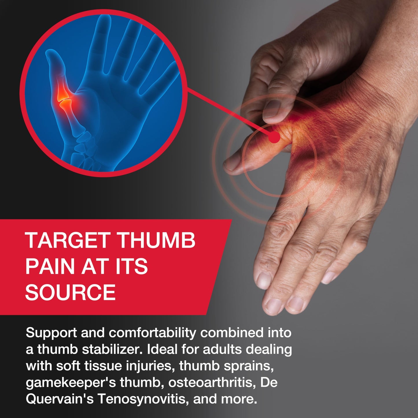 Mueller Adjust-to-Fit Thumb Brace for Arthritis & Sprains – Black, One Size