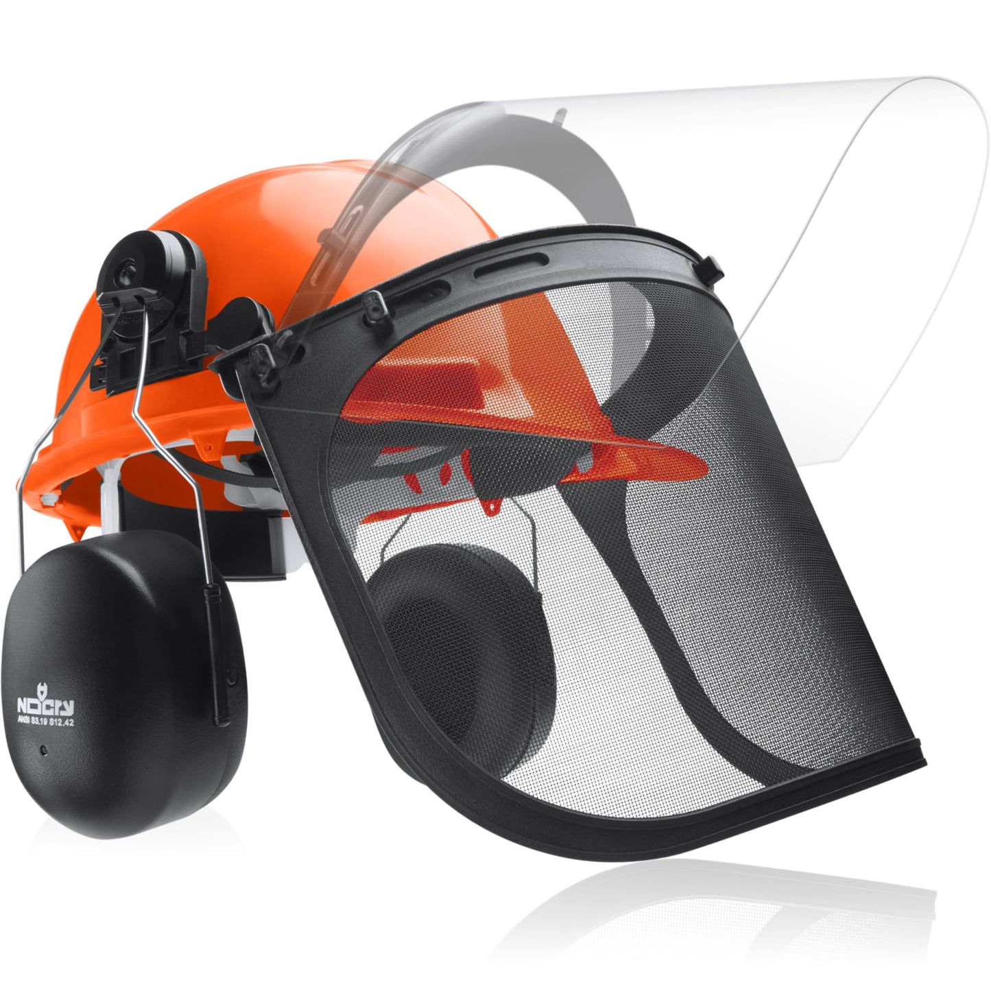 NoCry 6-in-1 Chainsaw Helmet with Face Shield & Ear Muffs – ANSI Certified