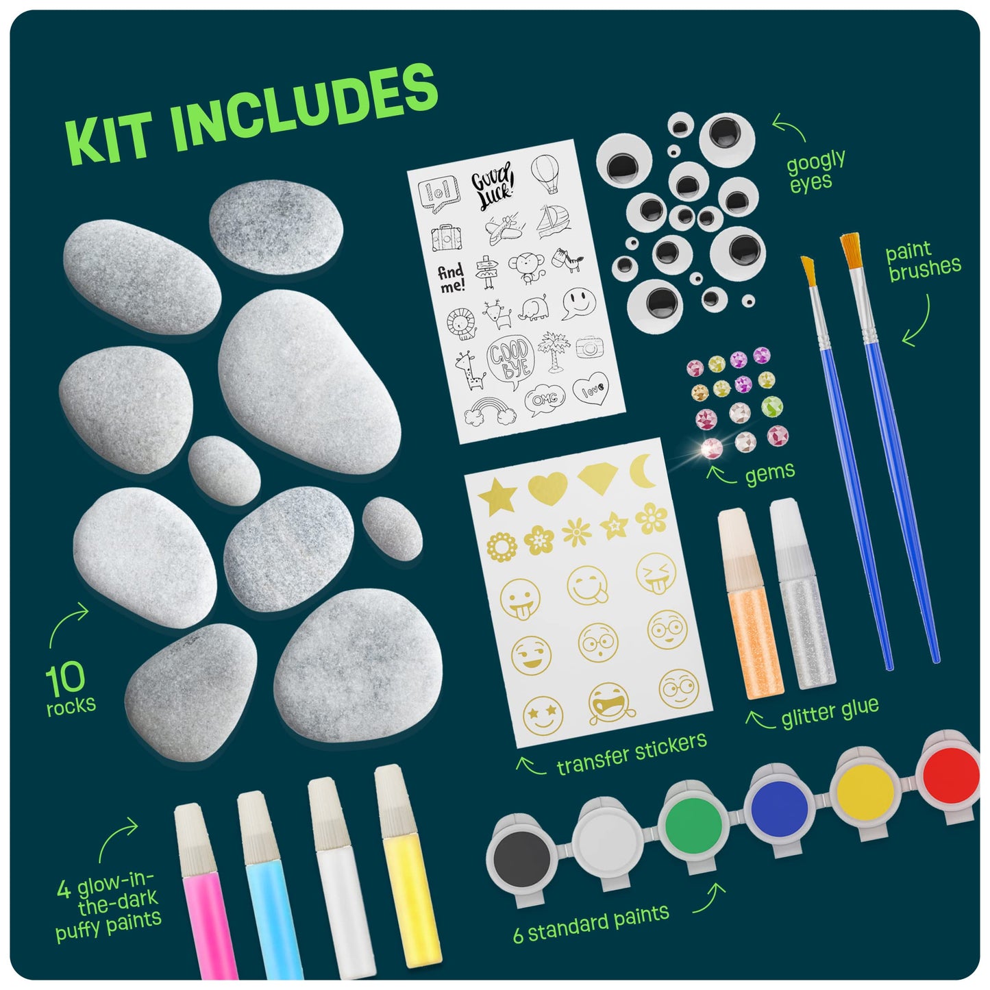Dan&Darci Glow in the Dark Rock Painting Kit for Kids