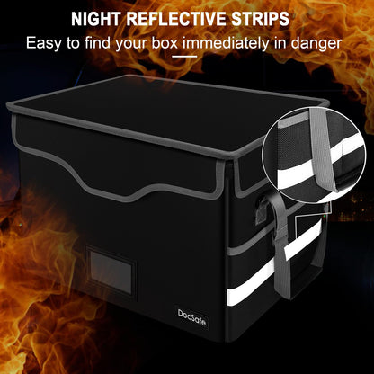 DocSafe Fireproof File Storage Box with Lock & Handle – Black