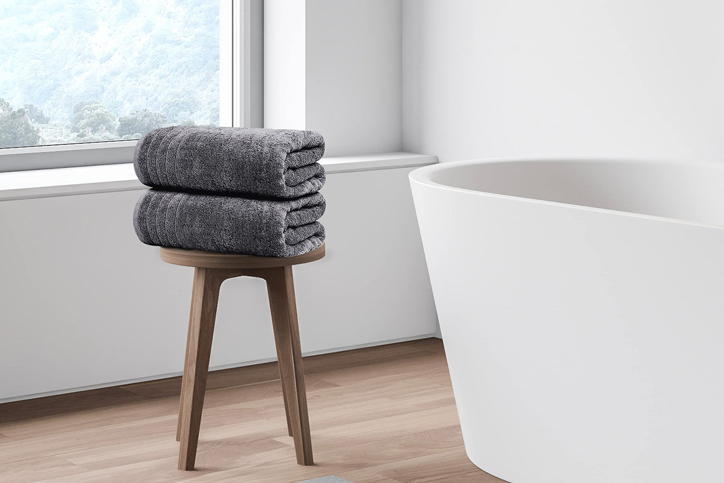 Extra Large Bath Towels, 4 Pack – 30x60 Inch Soft & Quick Dry Cotton, Dark Grey