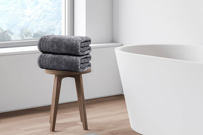 Extra Large Bath Towels, 4 Pack – 30x60 Inch Soft & Quick Dry Cotton, Dark Grey