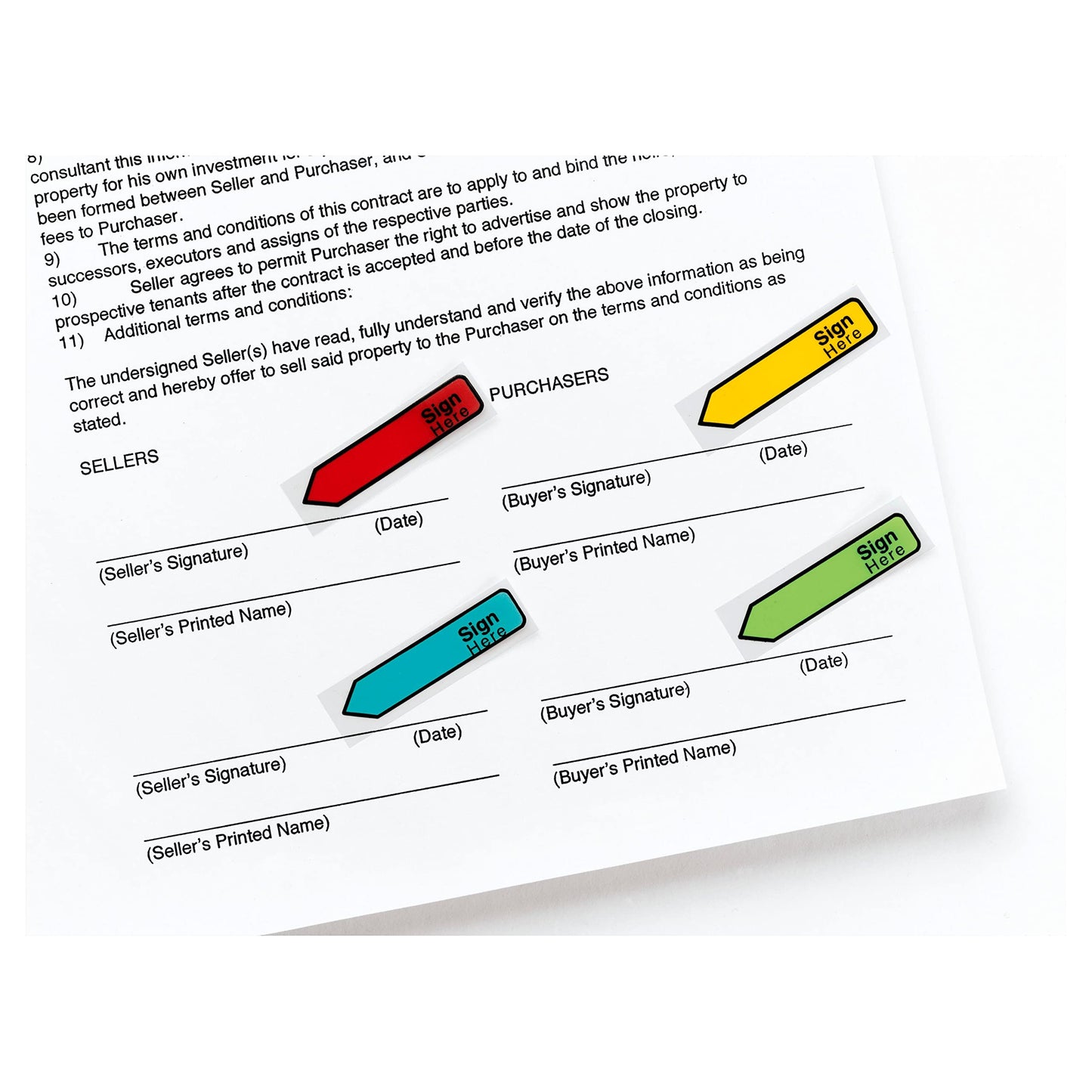 Post-it “Sign Here” Message Flags – 4 Dispensers, Assorted Colors