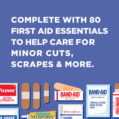 Band-Aid Travel First Aid Kit – 80 Piece Portable Pack