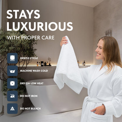 White Hand Towels, 6 Pack – Soft Turkish Cotton, 16x30 Inch