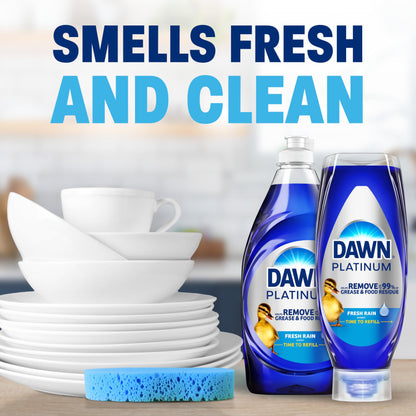 Dawn Platinum EZ-Squeeze Dish Soap, Fresh Rain, 18 oz, 2 Pack