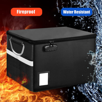 Fireproof Document Storage Box with Lock, Portable Safe Organizer