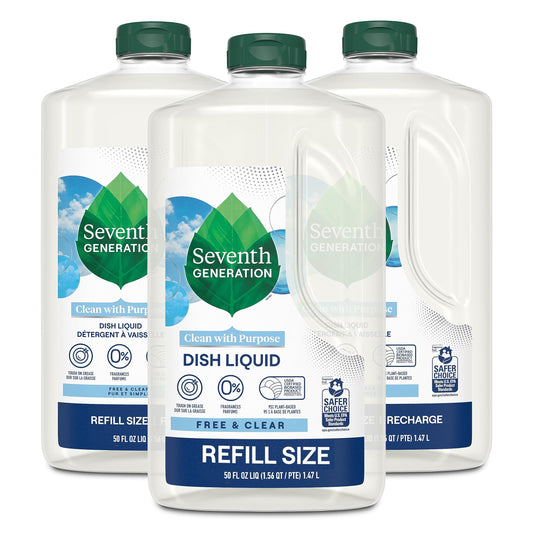 Seventh Generation Dish Soap Refill, Free & Clear, 50 oz, 3 Pack