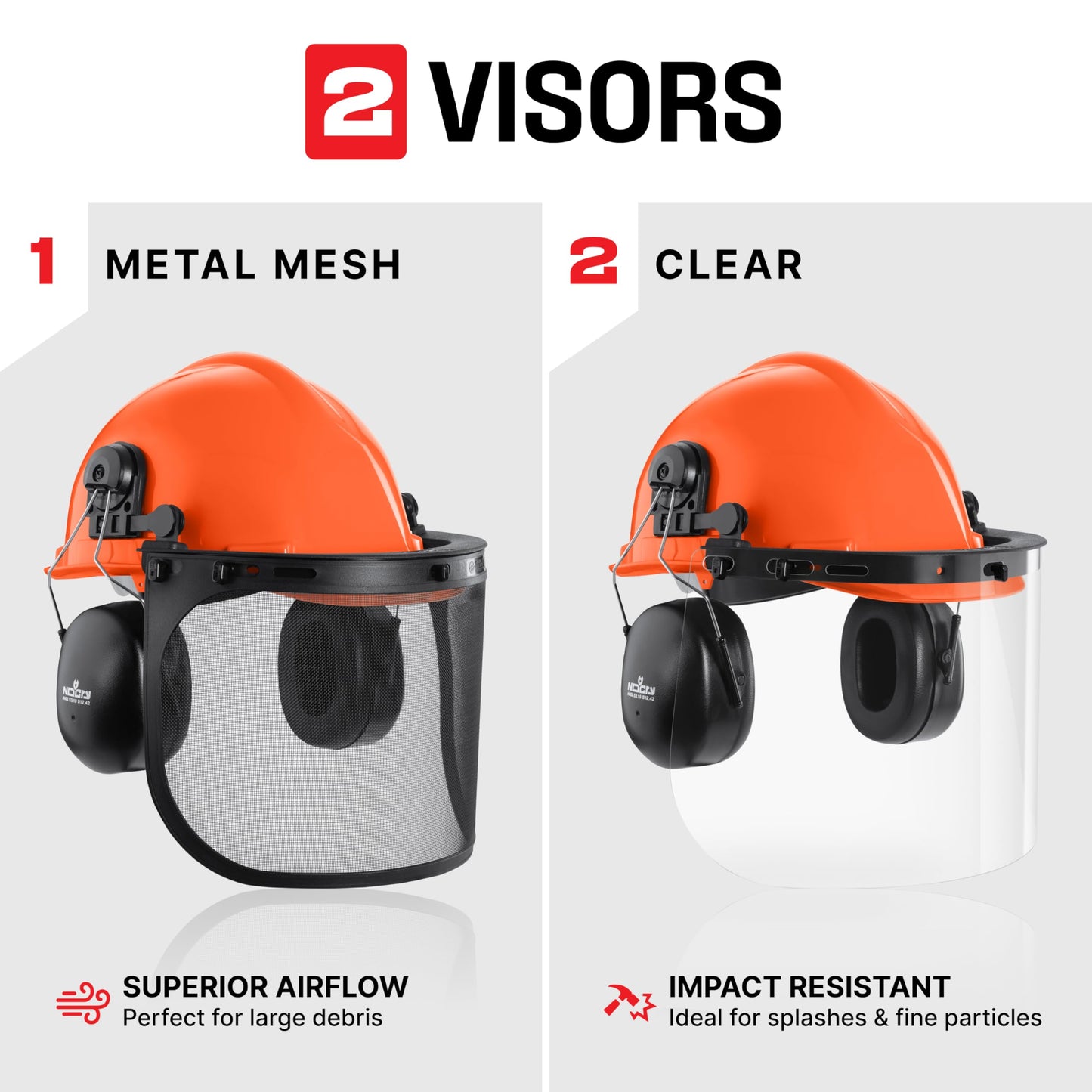 NoCry 6-in-1 Chainsaw Helmet with Face Shield & Ear Muffs – ANSI Certified