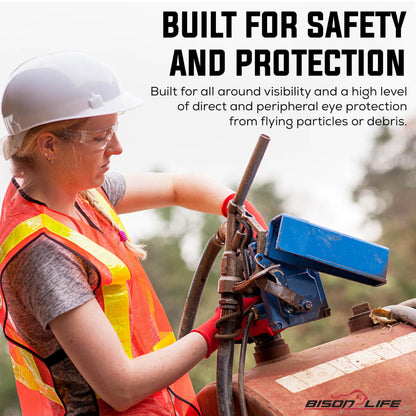 BISON LIFE Clear Safety Glasses – 12 Pack Box