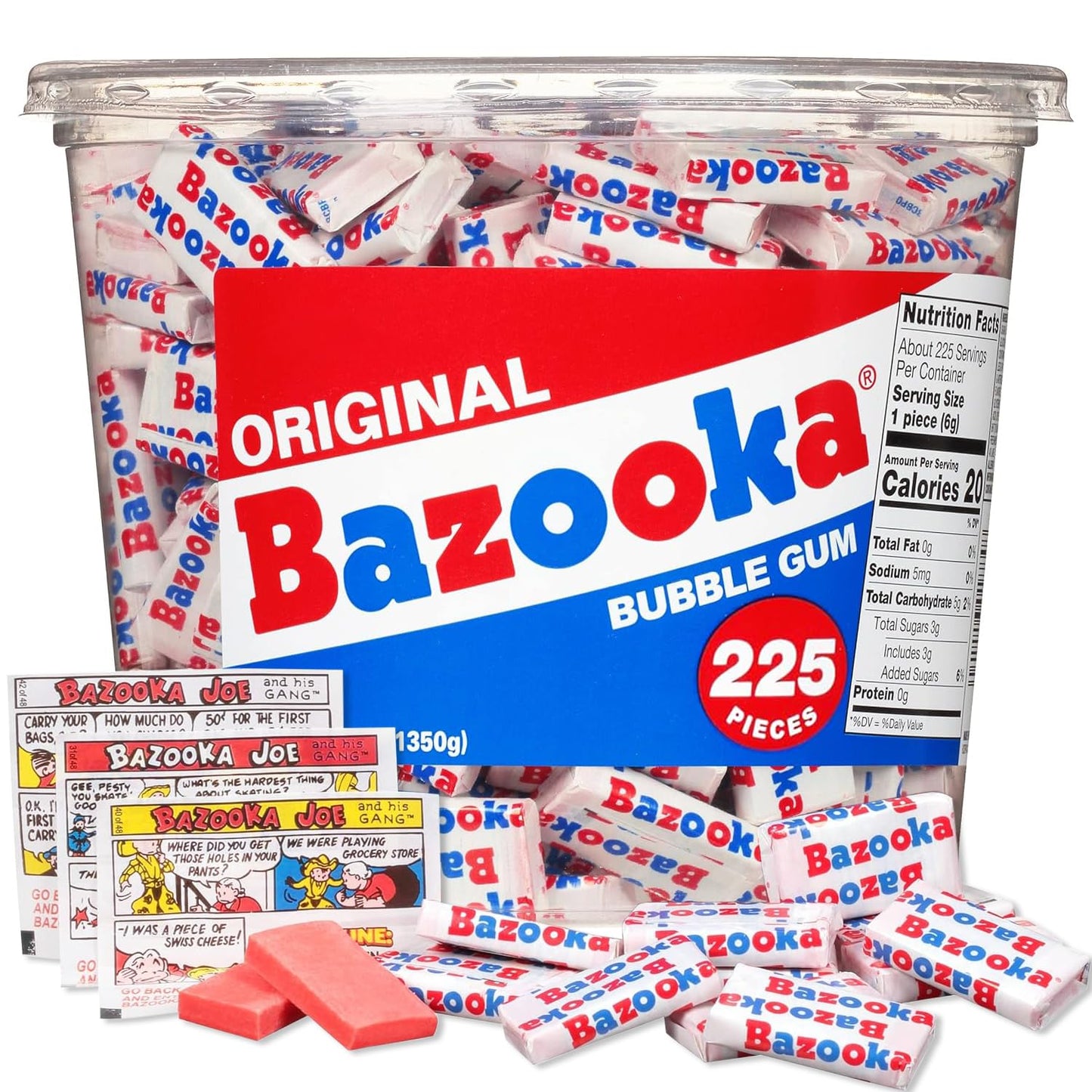 Bazooka Bubble Gum 225 Count Tub – Individually Wrapped