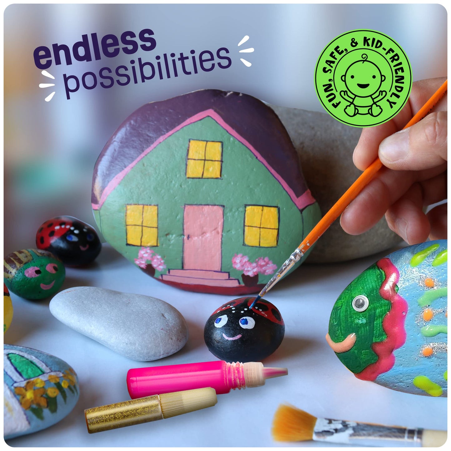 Dan&Darci Glow in the Dark Rock Painting Kit for Kids