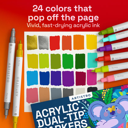 ARTISTRO 24 Acrylic Paint Markers Dual Tip