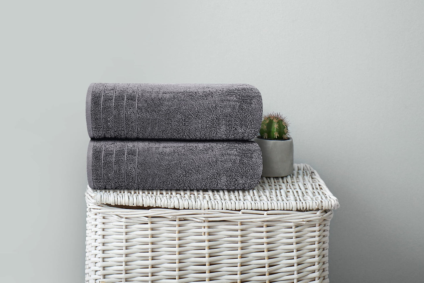 Extra Large Bath Towels, 4 Pack – 30x60 Inch Soft & Quick Dry Cotton, Dark Grey
