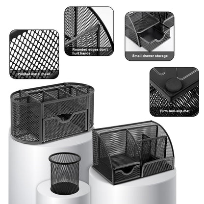 17-in-1 Black Desk Organizer & Accessories Set