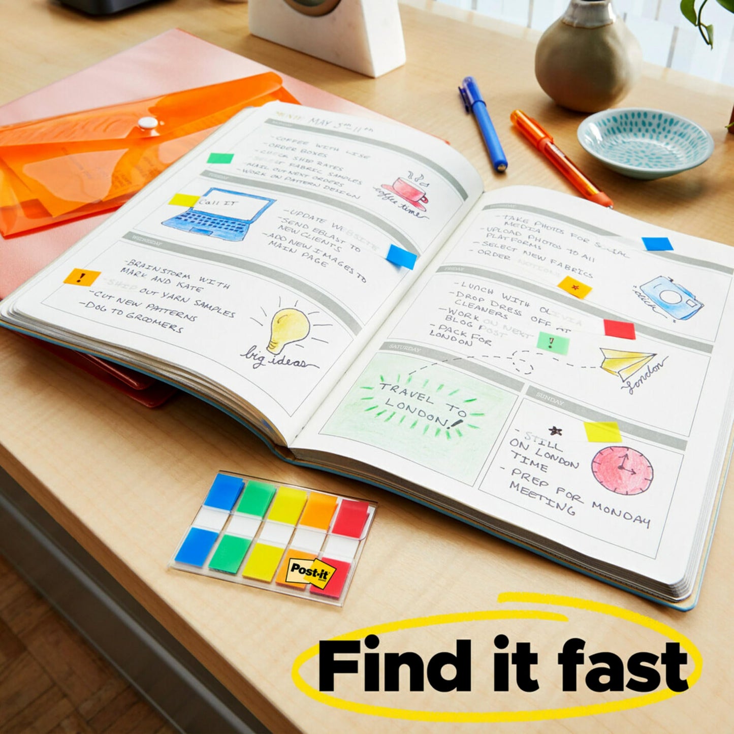 Post-it Glow Flags 0.94 Inch – 60/Dispenser