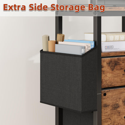 GYIIYUO 2-Drawer Mobile File Cabinet with Desk Extension – Light Brown