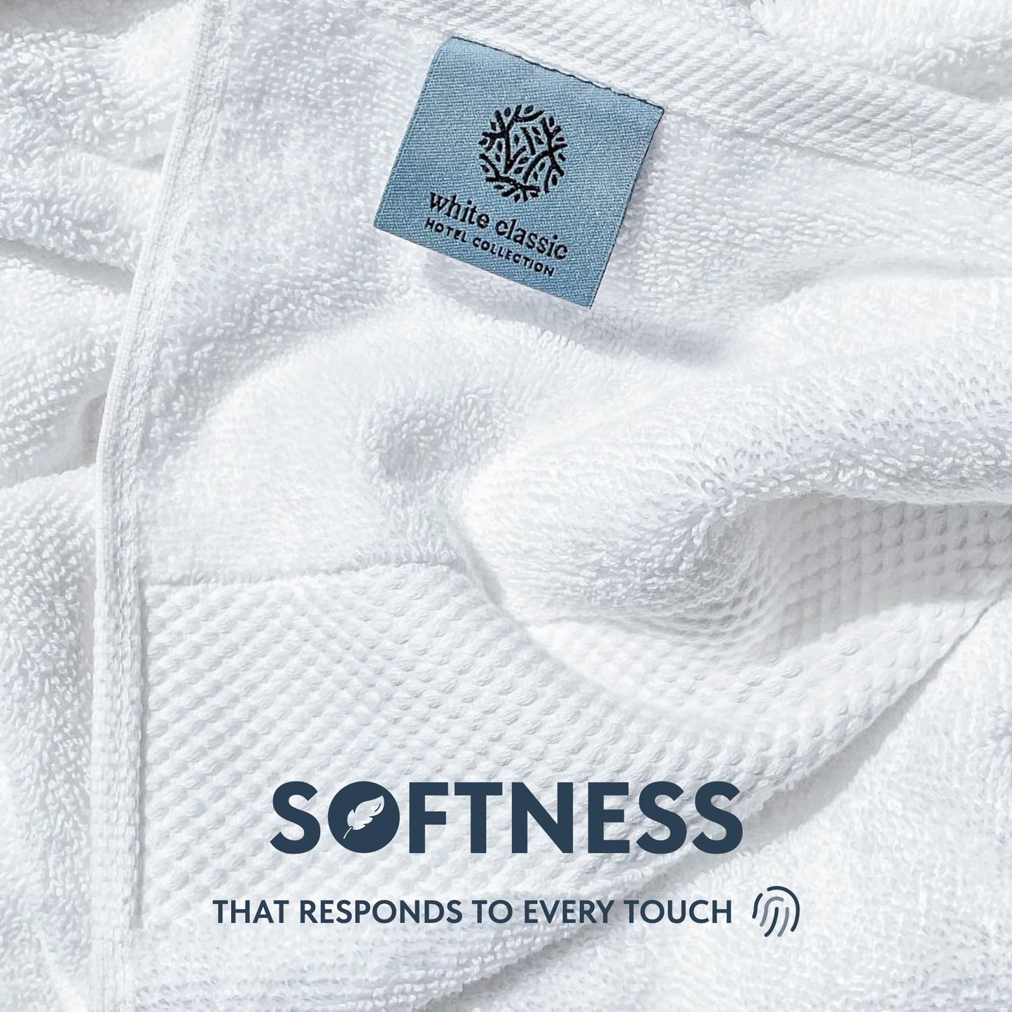 White Hand Towels, 6 Pack – Soft Turkish Cotton, 16x30 Inch